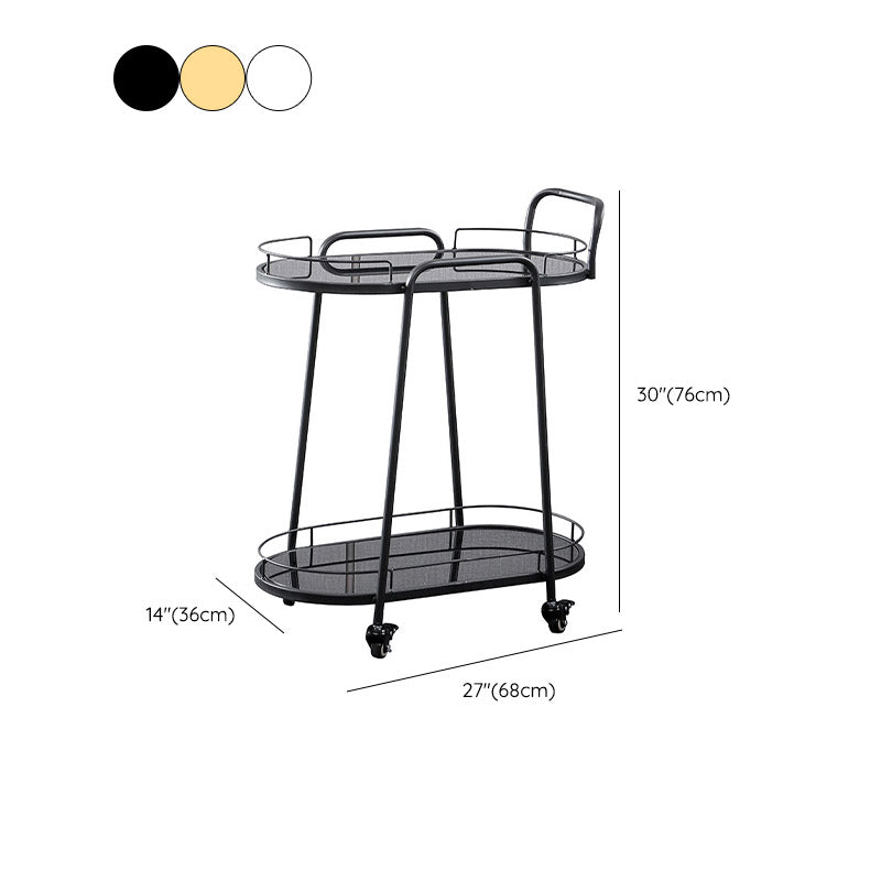 Modern Rolling Kitchen Trolley Glass Open Storage Prep Table