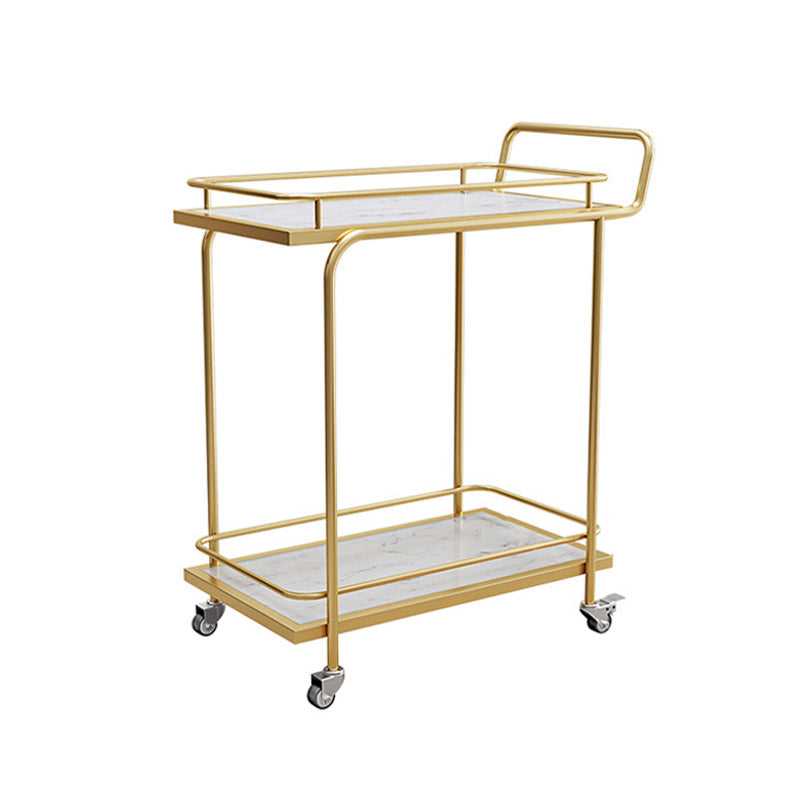 Modern Open Storage Prep Table Rectangular Rolling Kitchen Trolley