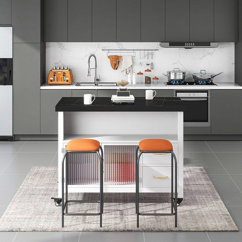 Home Dining Modern Prep Table Marble Kitchen Island with Drawer