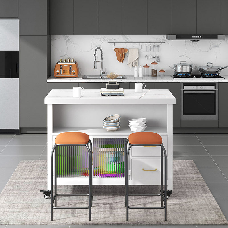 Home Dining Modern Prep Table Marble Kitchen Island with Drawer