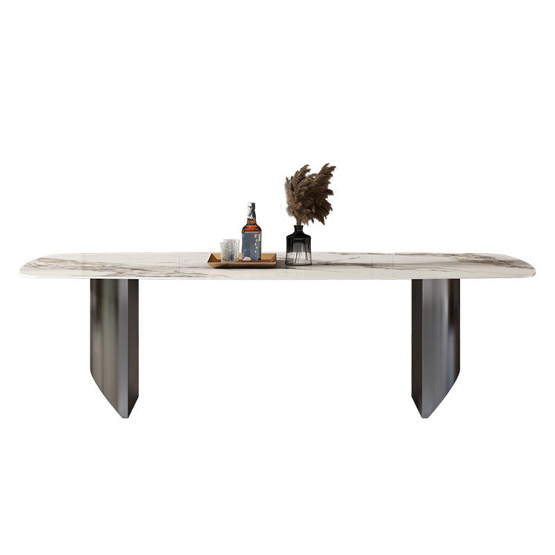 Modern Style Rectangle Table Sintered Stone Dining Table with Metal Legs