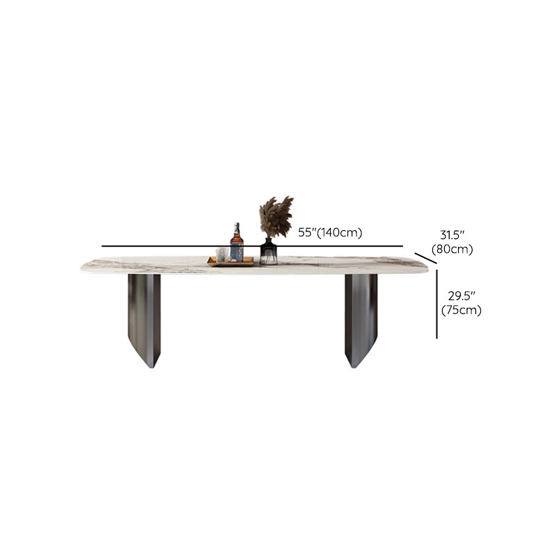 Modern Style Rectangle Table Sintered Stone Dining Table with Metal Legs
