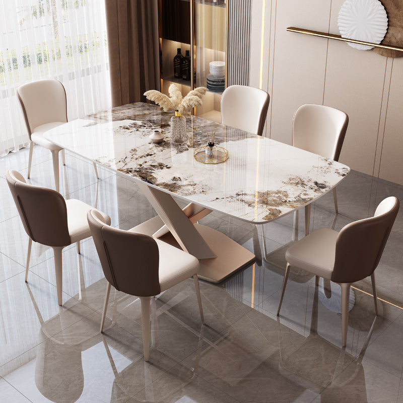 Marble Top Dining Table Modern Dining Table with Pedestal Base