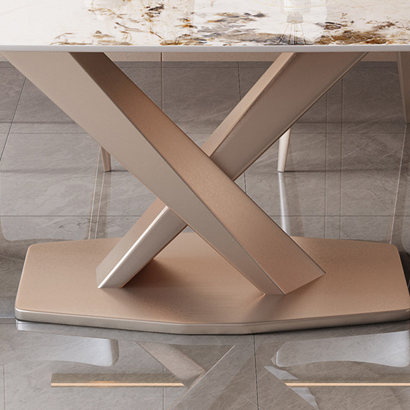 Marble Top Dining Table Modern Dining Table with Pedestal Base