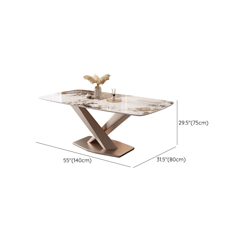 Marble Top Dining Table Modern Dining Table with Pedestal Base