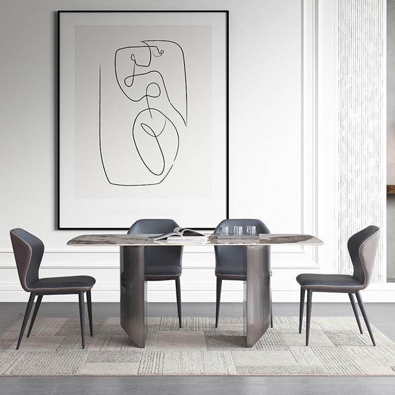 Stone Dining Table Contemporary Double Pedestal Dining Table