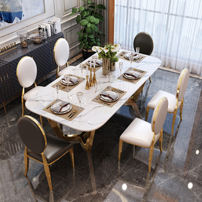 Glam Style Dining Room Dinner Table Gold Base Luxury Dining Table