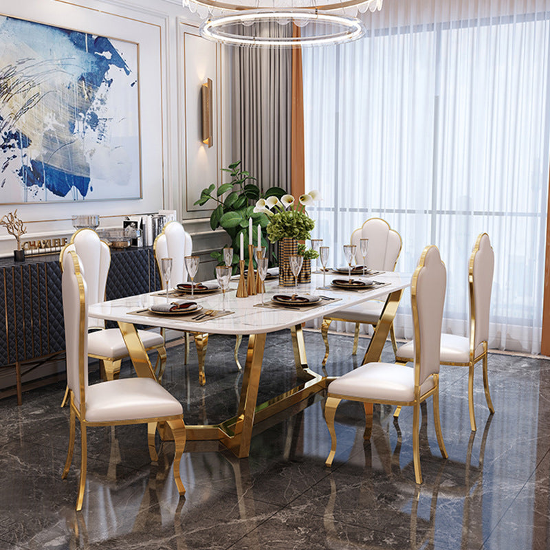 Glam Style Dining Room Dinner Table Gold Base Luxury Dining Table