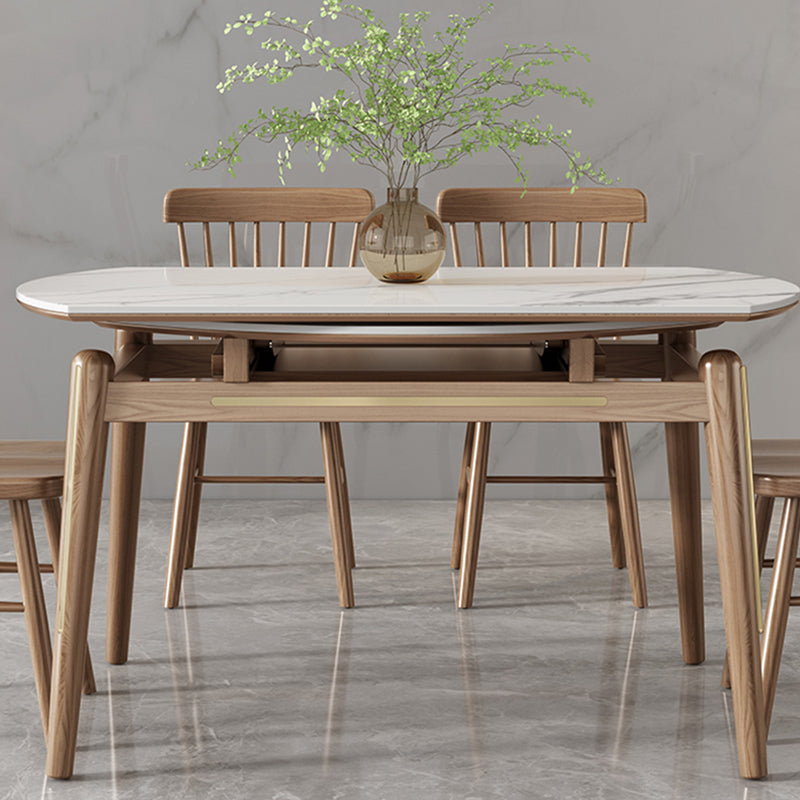 Home Dinner Room Kitchen Table Stone Extendable Dining Table