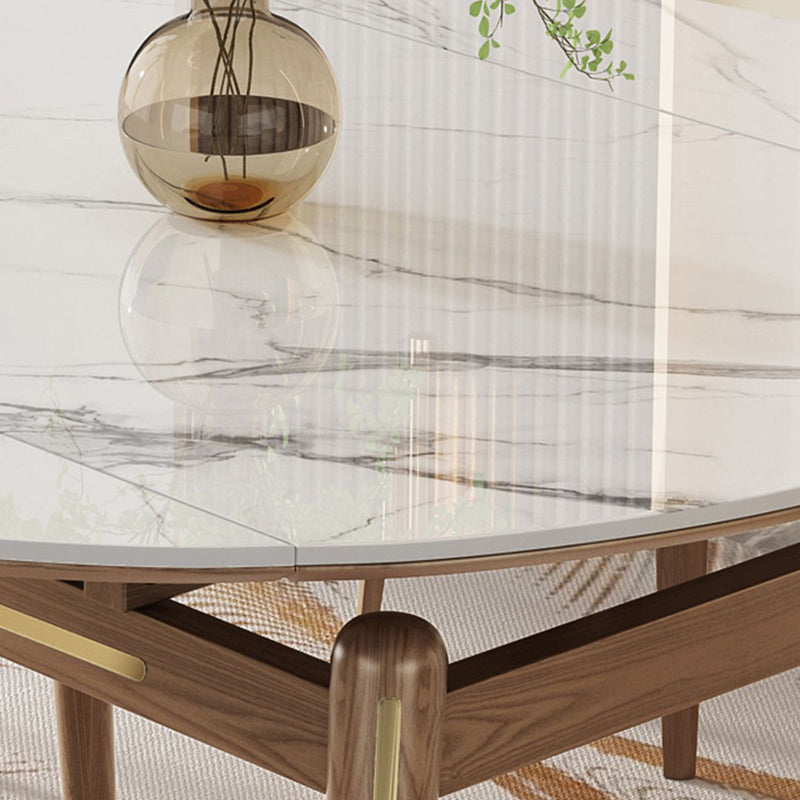 Home Dinner Room Kitchen Table Stone Extendable Dining Table