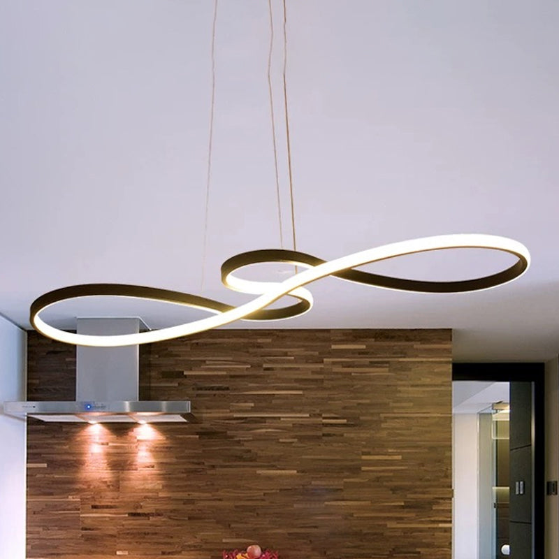 Modernismo LED a soffitto Pendente con tonalità acrilica Lampade a sospensione in bianco/nero/oro in luce calda/bianca/naturale, largo 29,5 "/39"