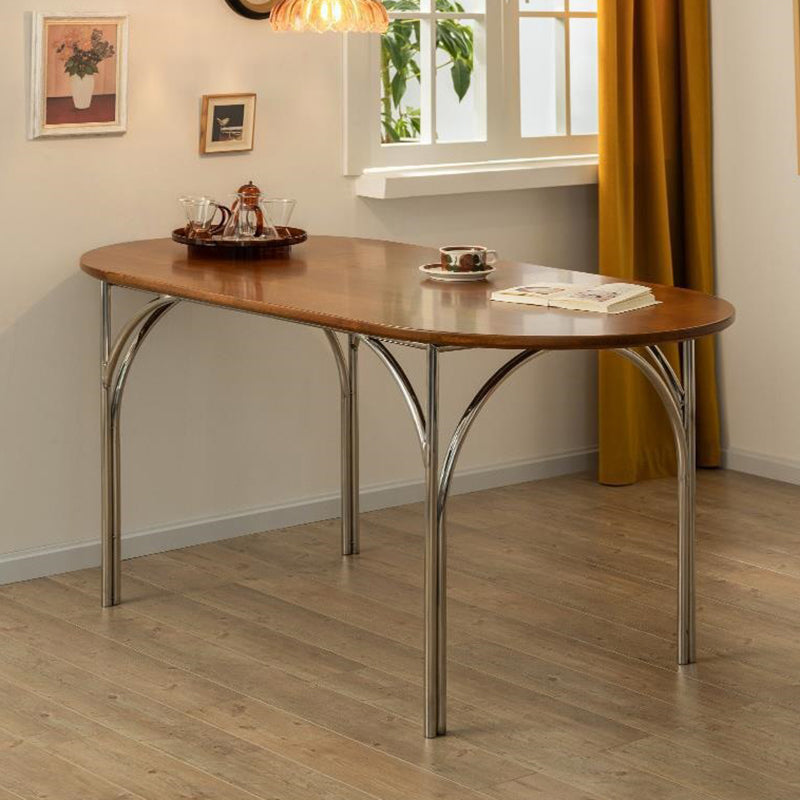 Oval Dining Room Kitchen Table Silver Frame Contemporary Dining Table
