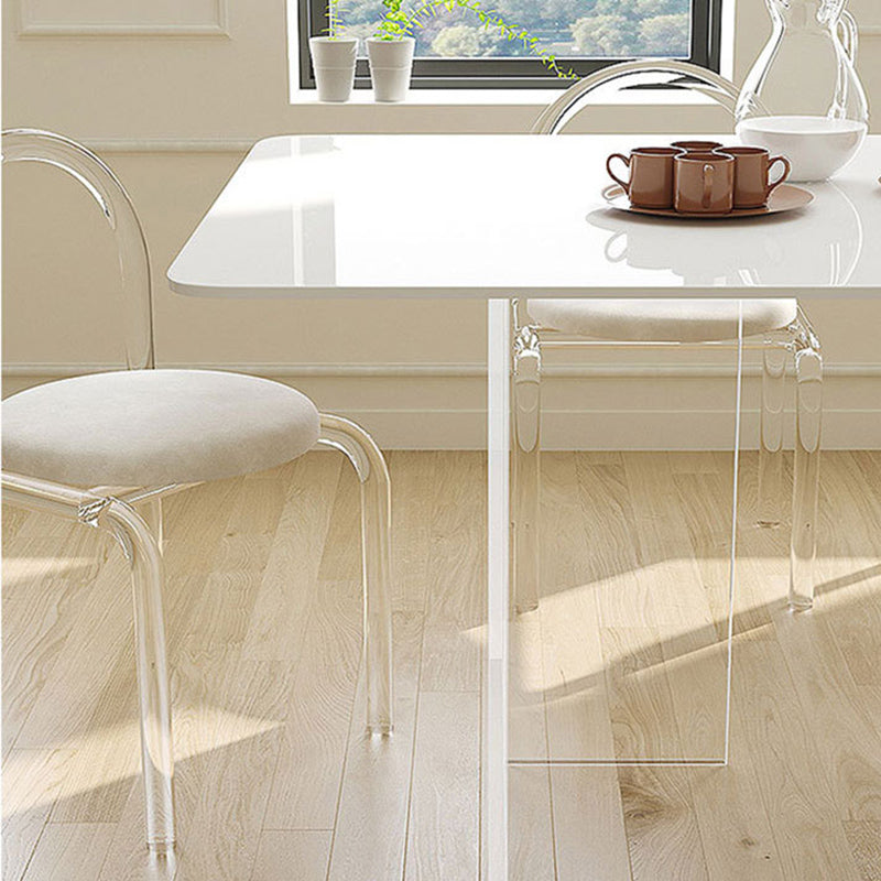 Contemporary Style 1/2/7 Pieces Dining Chairs Set Rectangle Stone Furniture in White