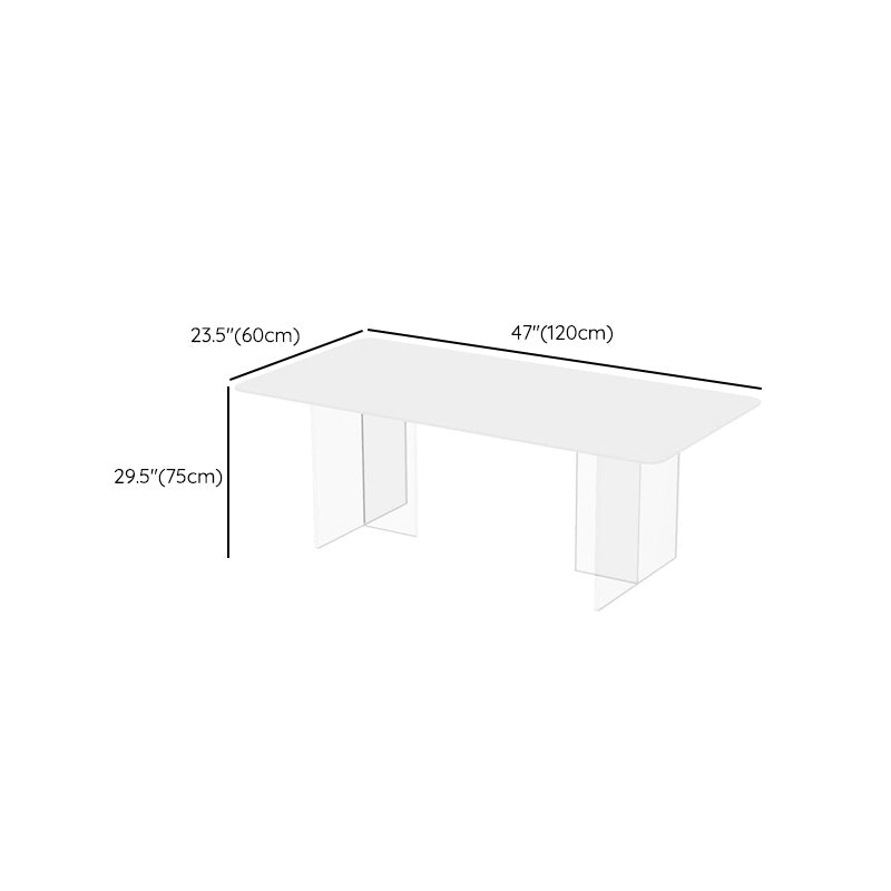 Contemporary Style 1/2/7 Pieces Dining Chairs Set Rectangle Stone Furniture in White