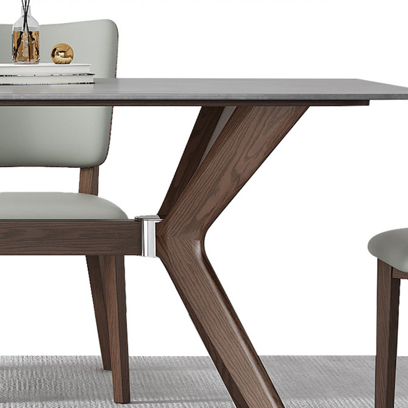 Contemporary Style 1/4/5/7 Pieces Dining Chairs Set Rectangle Stone Furniture in Gray