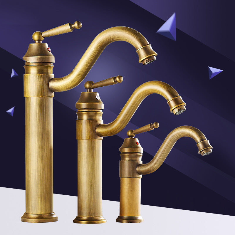 Lever Handle Basin Lavatory Faucet Farmhouse Circular Bathroom Faucet