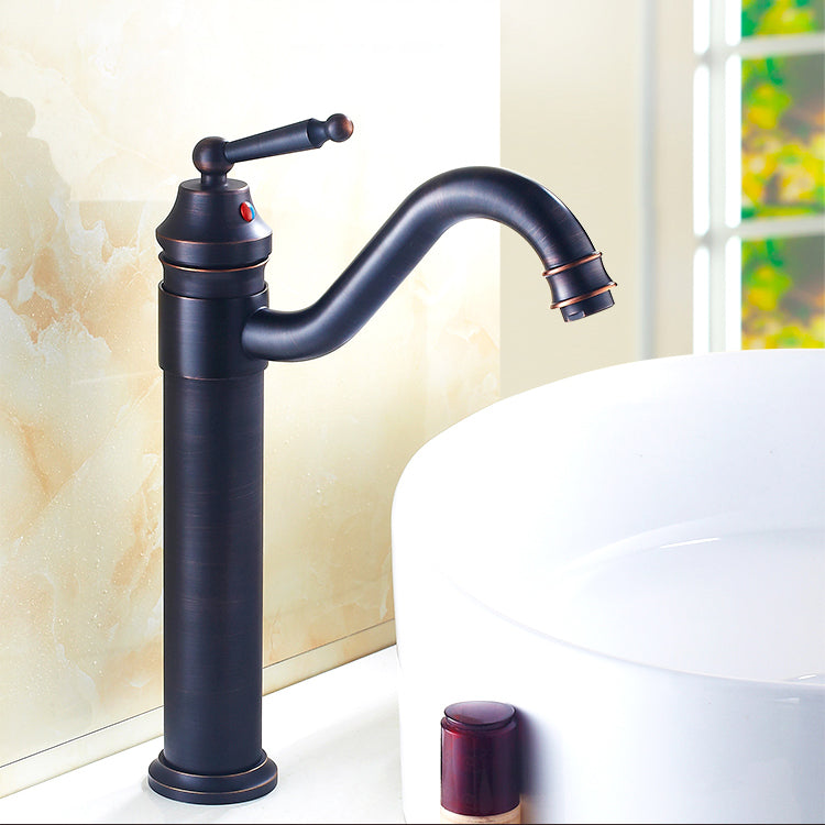 Lever Handle Basin Lavatory Faucet Farmhouse Circular Bathroom Faucet