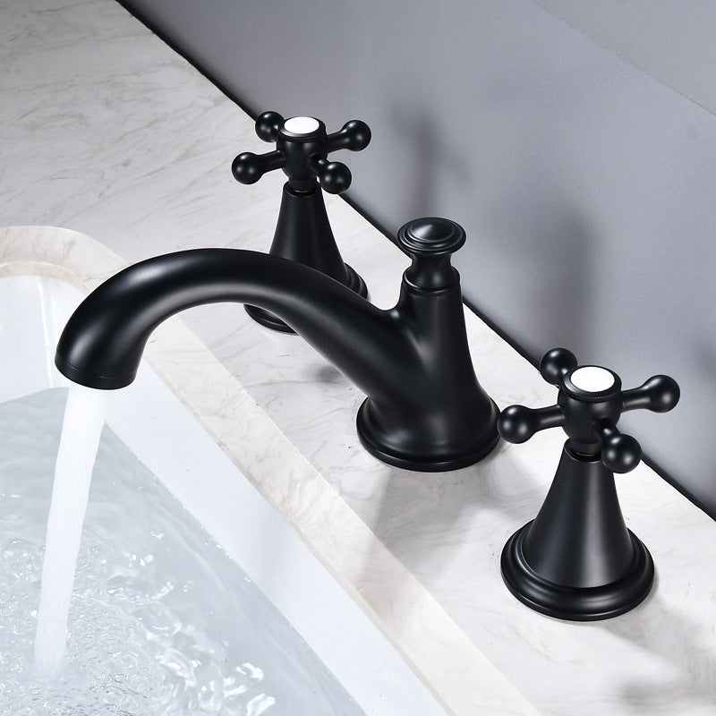 Industrial Centerset Faucet Brass Cross Handles 3 Holes Centerset Bathroom Faucet