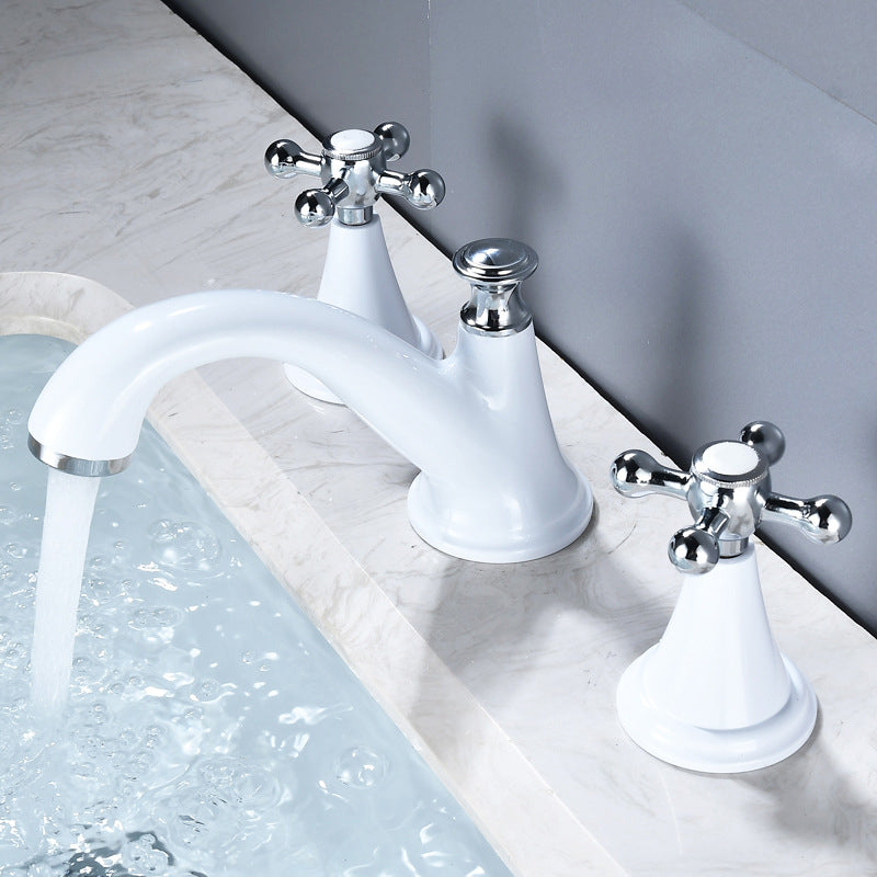 Industrial Centerset Faucet Brass Cross Handles 3 Holes Centerset Bathroom Faucet