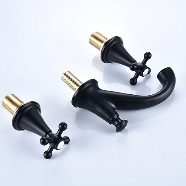 Industrial Centerset Faucet Brass Cross Handles 3 Holes Centerset Bathroom Faucet