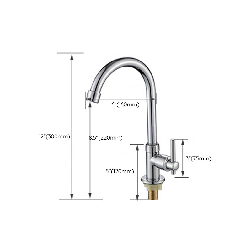 Contemporary Single Handle Faucet Standard Kitchen Faucet Pull down 1-Hold  Water Filler