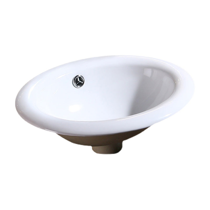 Modern Bathroom Sink Porcelain Oval-Shape Drop-in Bathroom Sink with Pop-Up Drain