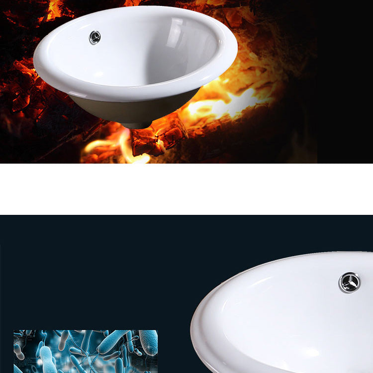 Modern Bathroom Sink Porcelain Oval-Shape Drop-in Bathroom Sink with Pop-Up Drain