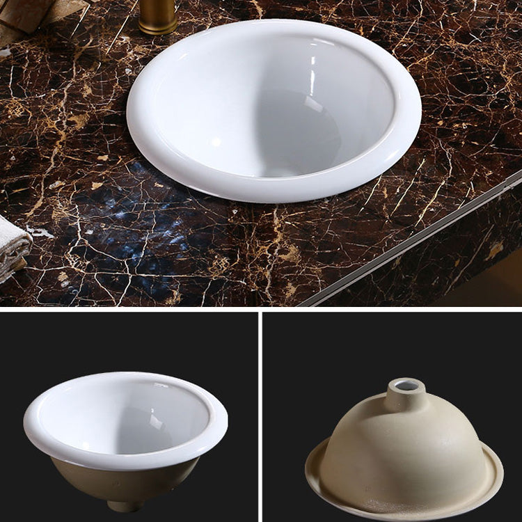 Modern Bathroom Sink Porcelain Oval-Shape Drop-in Bathroom Sink with Pop-Up Drain