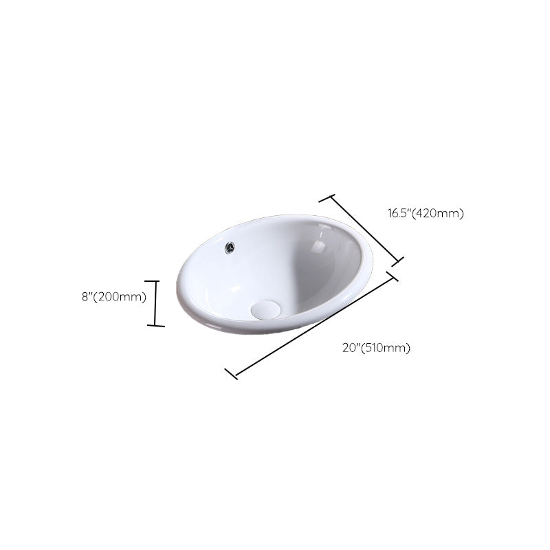 Modern Bathroom Sink Porcelain Oval-Shape Drop-in Bathroom Sink with Pop-Up Drain