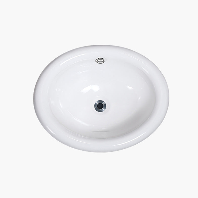 Contemporary Bathroom Sink Porcelain Oval-Shape Drop-in Bathroom Sink without Faucet