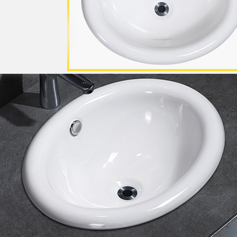 Contemporary Bathroom Sink Porcelain Oval-Shape Drop-in Bathroom Sink without Faucet