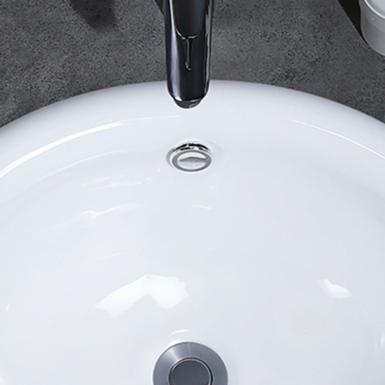 Contemporary Bathroom Sink Porcelain Oval-Shape Drop-in Bathroom Sink without Faucet