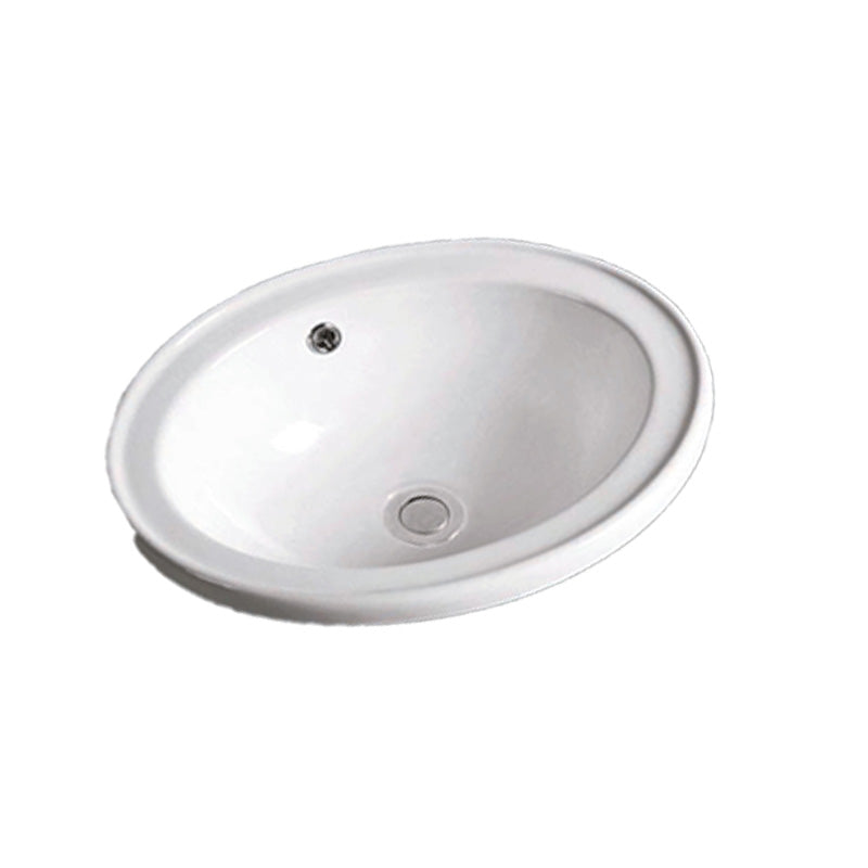 Contemporary Bathroom Sink Porcelain Oval-Shape Drop-in Bathroom Sink without Faucet