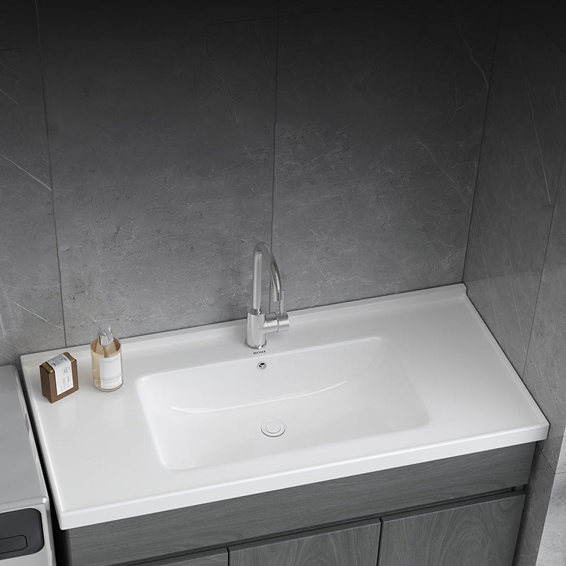 Contemporary Bathroom Sink Rectangular Porcelain Drop-in Bathroom Sink with Pop-Up Drain