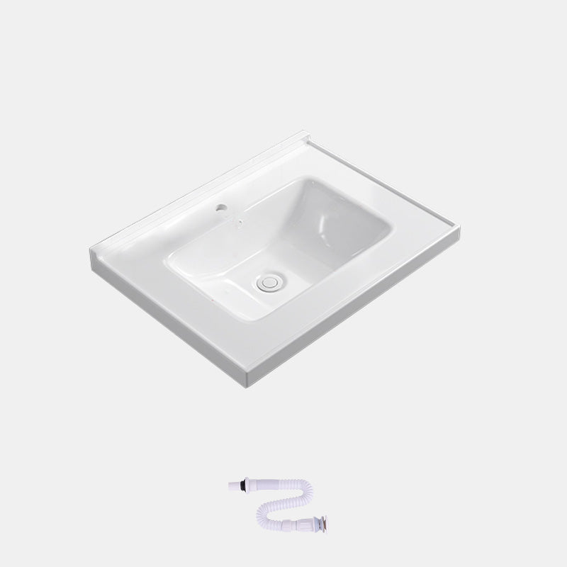 Contemporary Bathroom Sink Rectangular Porcelain Drop-in Bathroom Sink with Pop-Up Drain