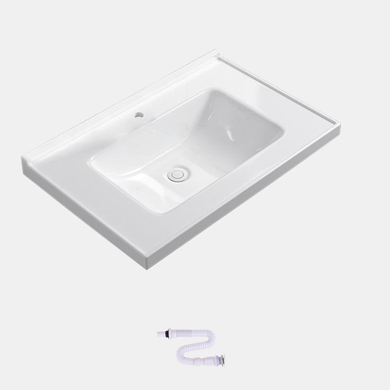 Contemporary Bathroom Sink Rectangular Porcelain Drop-in Bathroom Sink with Pop-Up Drain