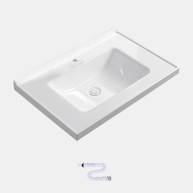 Contemporary Bathroom Sink Rectangular Porcelain Drop-in Bathroom Sink with Pop-Up Drain
