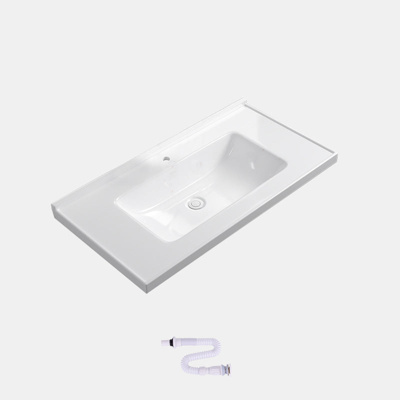 Contemporary Bathroom Sink Rectangular Porcelain Drop-in Bathroom Sink with Pop-Up Drain
