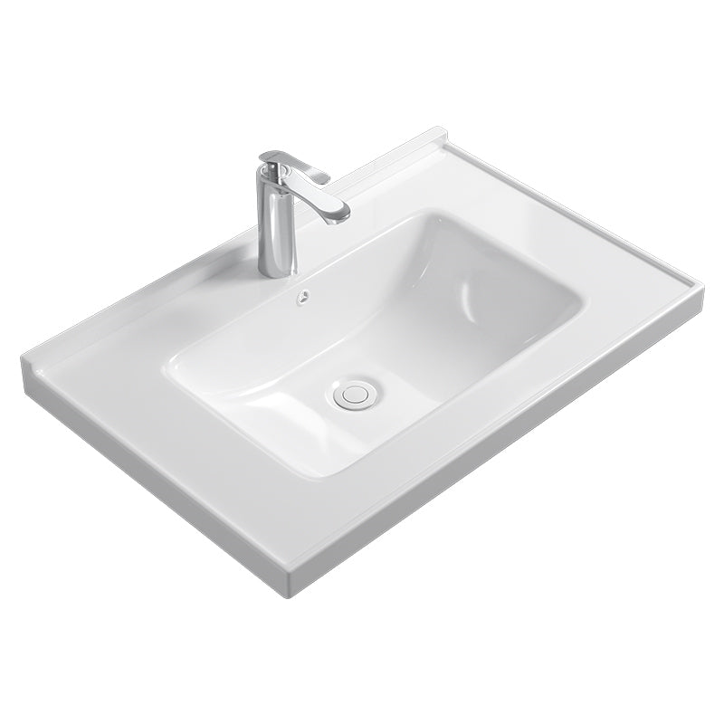 Contemporary Bathroom Sink Rectangular Porcelain Drop-in Bathroom Sink with Pop-Up Drain