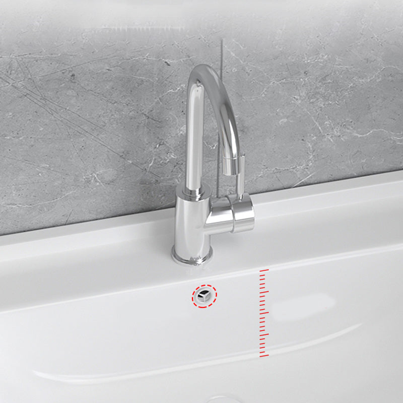 Contemporary Bathroom Sink Rectangular Porcelain Drop-in Bathroom Sink with Pop-Up Drain