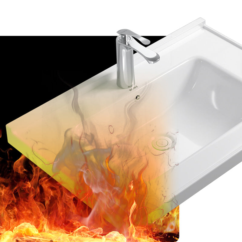 Contemporary Bathroom Sink Rectangular Porcelain Drop-in Bathroom Sink with Pop-Up Drain
