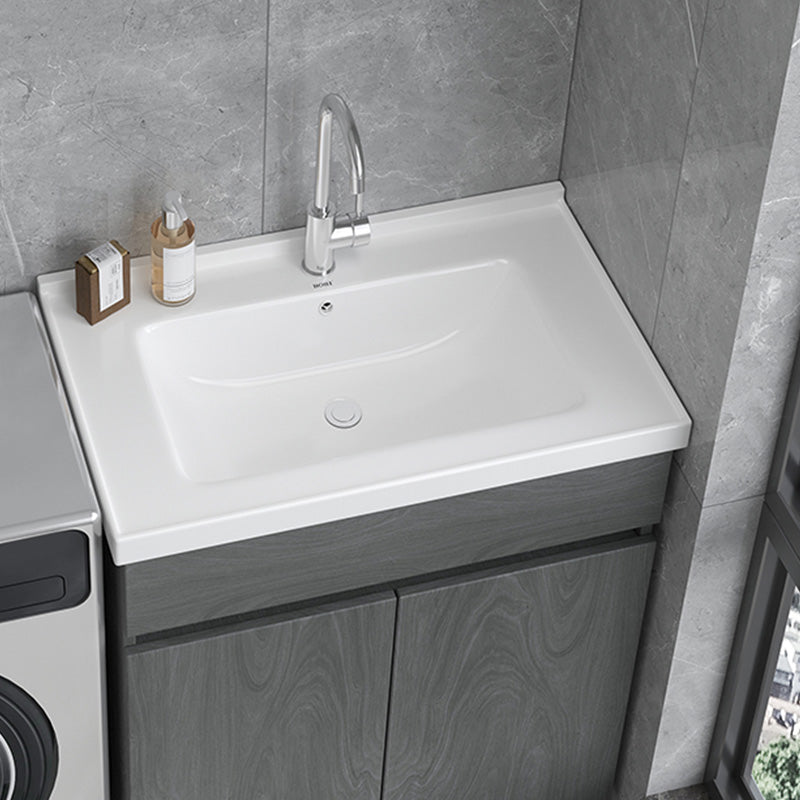 Contemporary Bathroom Sink Rectangular Porcelain Drop-in Bathroom Sink with Pop-Up Drain