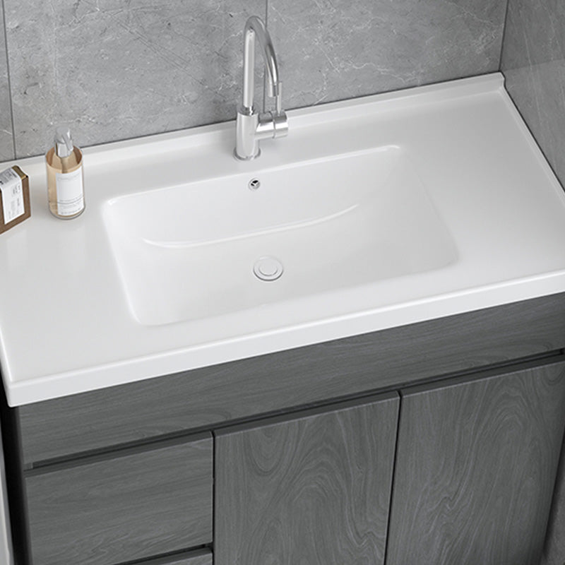 Contemporary Bathroom Sink Rectangular Porcelain Drop-in Bathroom Sink with Pop-Up Drain
