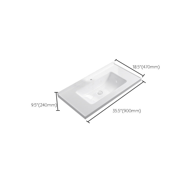 Contemporary Bathroom Sink Rectangular Porcelain Drop-in Bathroom Sink with Pop-Up Drain