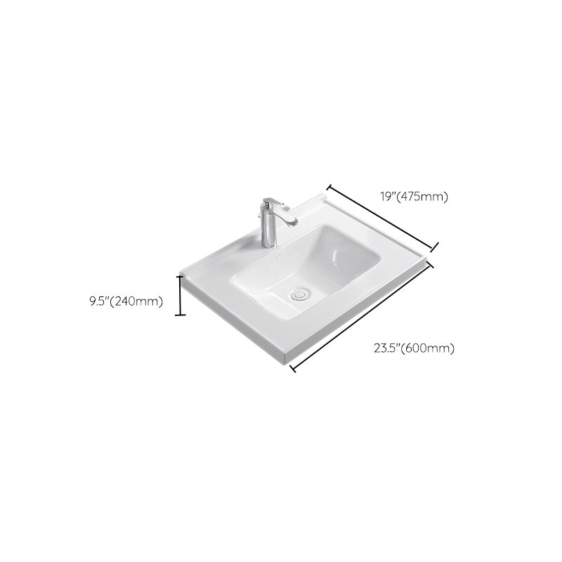 Contemporary Bathroom Sink Rectangular Porcelain Drop-in Bathroom Sink with Pop-Up Drain