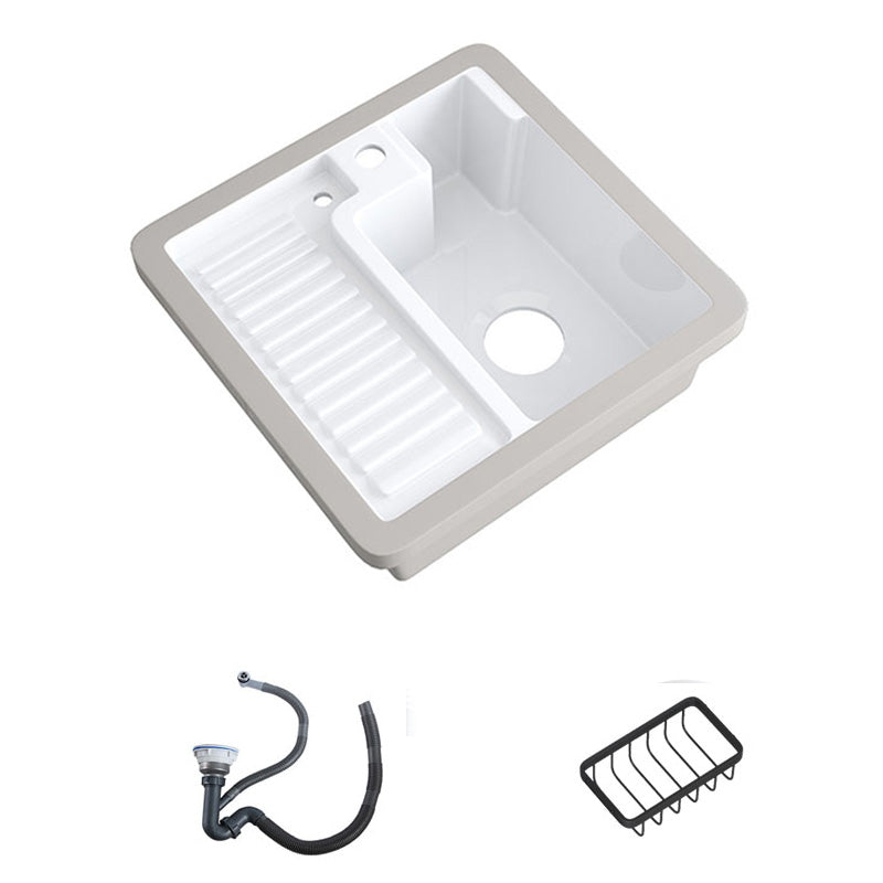 Modern Bathroom Sink Porcelain Rectangular Undermount Bathroom Sink with Pop-Up Drain