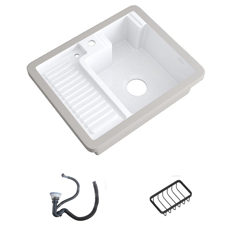 Modern Bathroom Sink Porcelain Rectangular Undermount Bathroom Sink with Pop-Up Drain