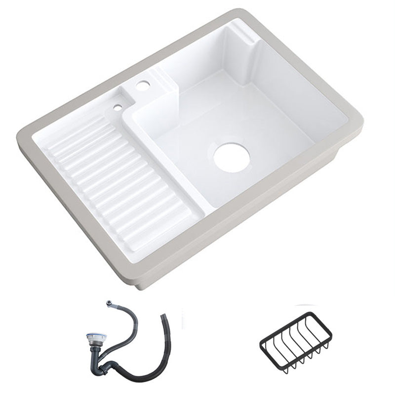 Modern Bathroom Sink Porcelain Rectangular Undermount Bathroom Sink with Pop-Up Drain