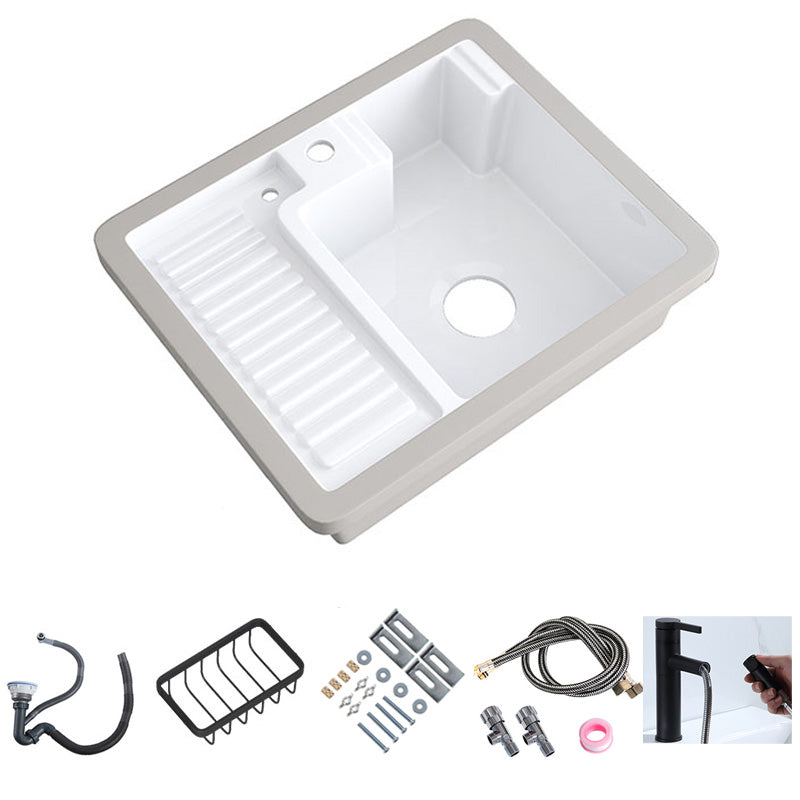 Modern Bathroom Sink Porcelain Rectangular Undermount Bathroom Sink with Pop-Up Drain