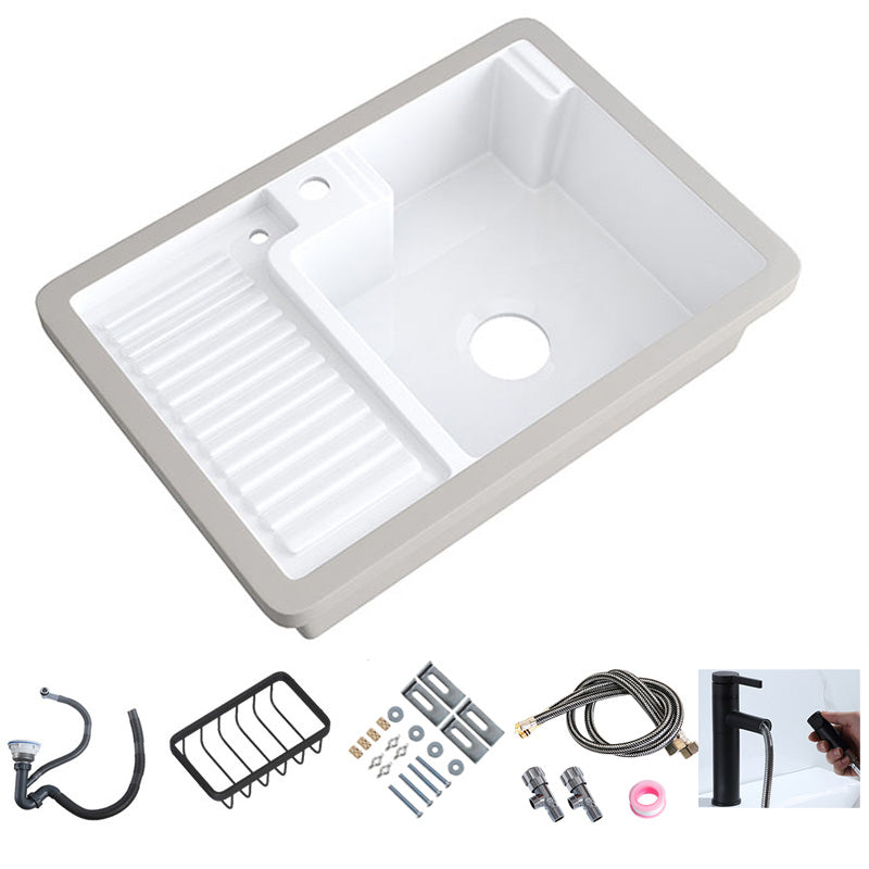 Modern Bathroom Sink Porcelain Rectangular Undermount Bathroom Sink with Pop-Up Drain